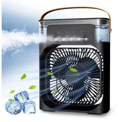Portable 3-in-1 USB Electric Fan with LED Night Light and Water Mist Humidifier