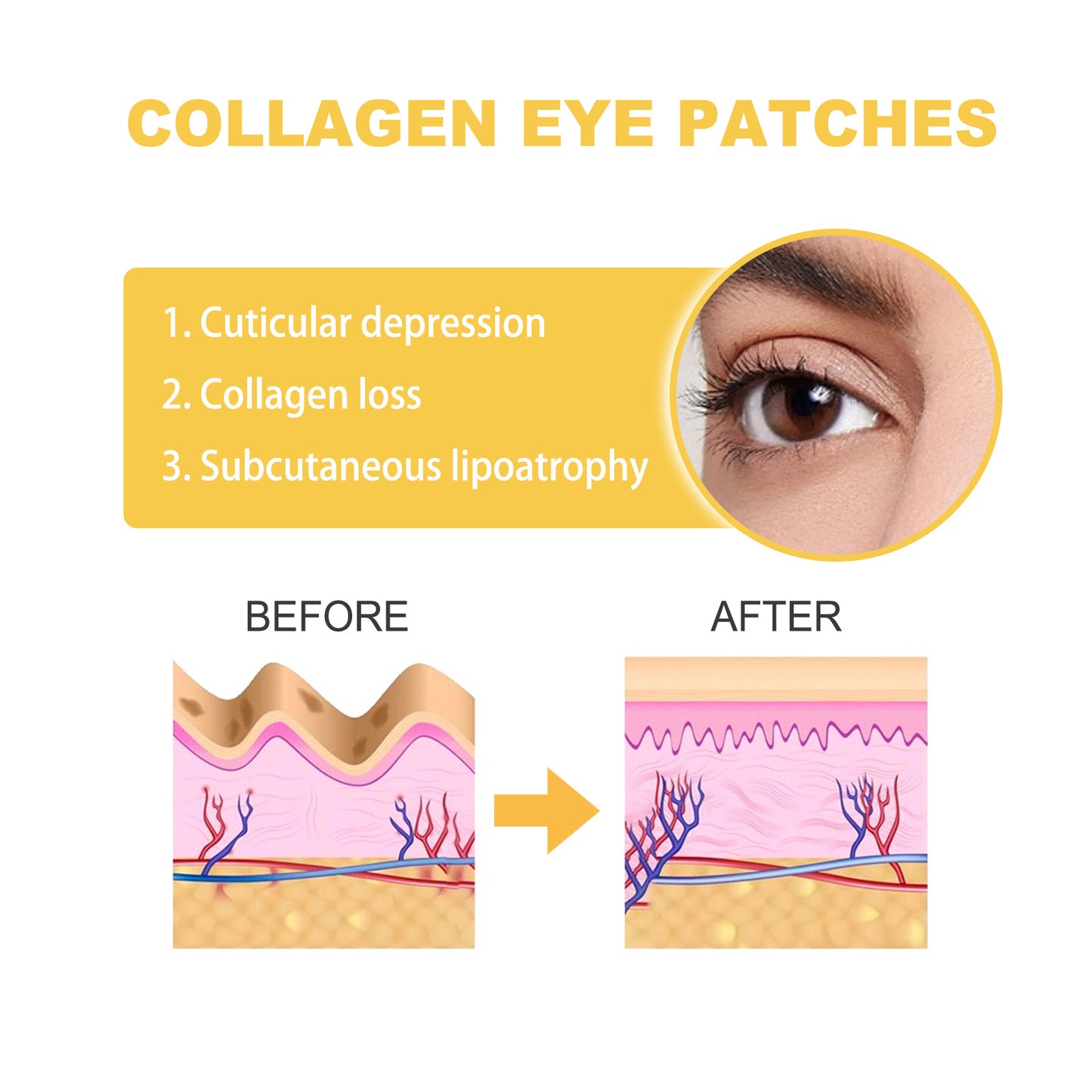 Collagen Eye Mask Patch Fading Wrinkle Eye Lines Moisturizing Anti-wrinkle